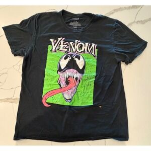 Marvel Venom Graphic T-Shirt Mens Large Black Neon Green C-Life Group Comic Tee